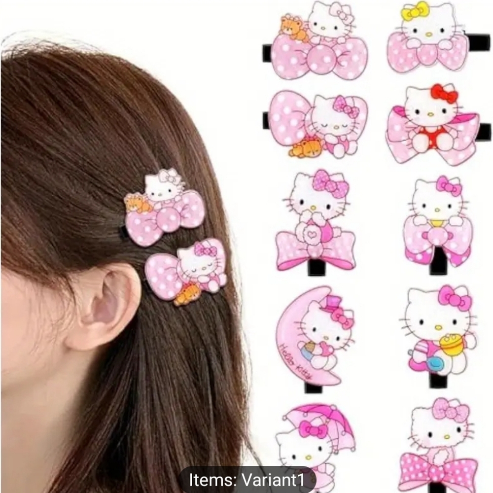🆕️ 10 Piece Hello Kitty Hair Clips Set